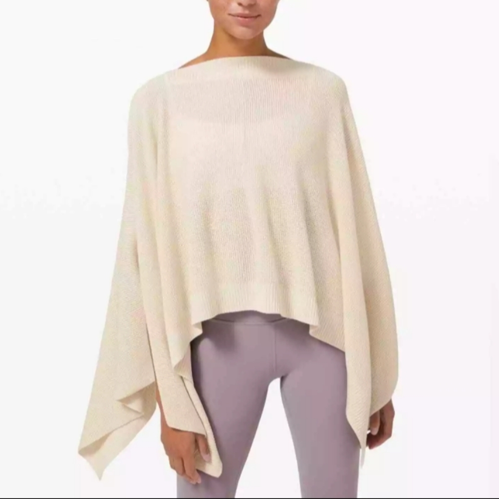 Lululemon Women's Cream Forward Flow White Opal Sweater Poncho One Size